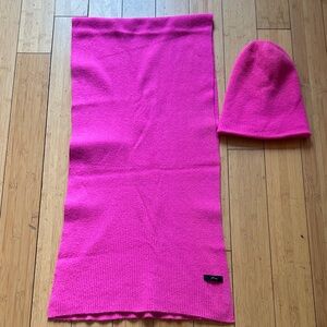 J. Crew hot Pink Hat and Scarf Set